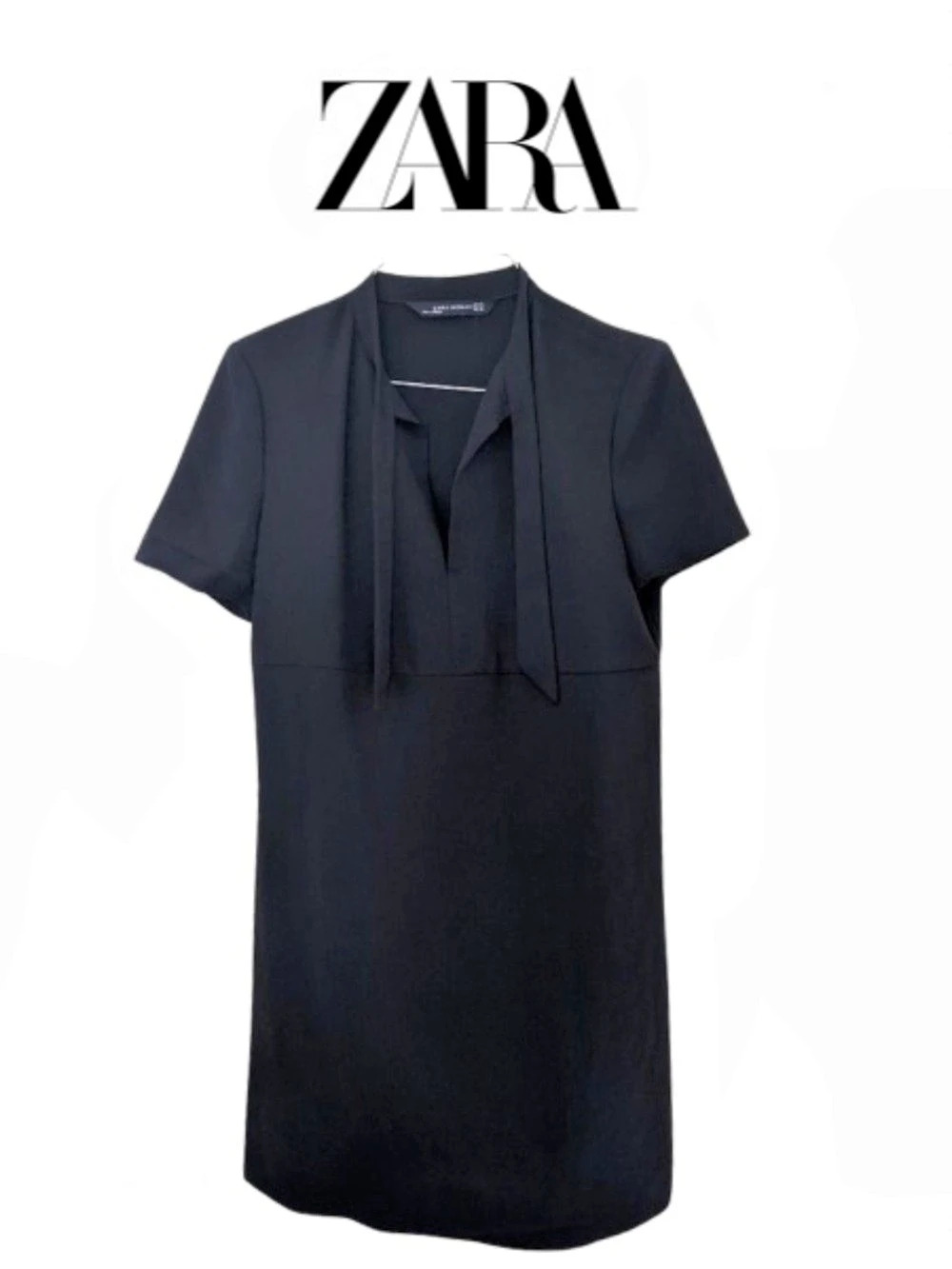 Zara Tie-Neck Mini Dress in Black